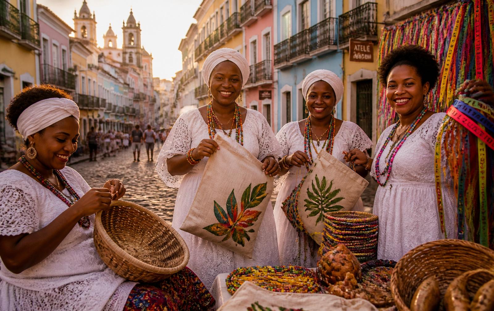 Mulheres baianas artesãs no Pelourinho, Salvador — Filhas de Gáia